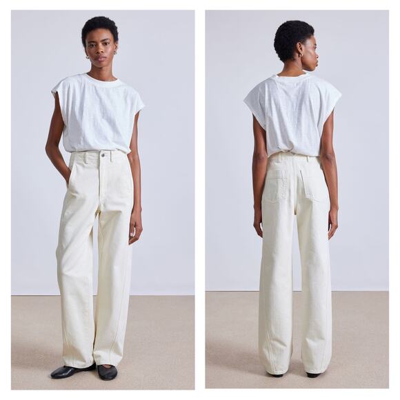 APIECE APART Meridian Jean Womens 26 Ecru High Rise Barrel Balloon Baggie NEW - Picture 1 of 16